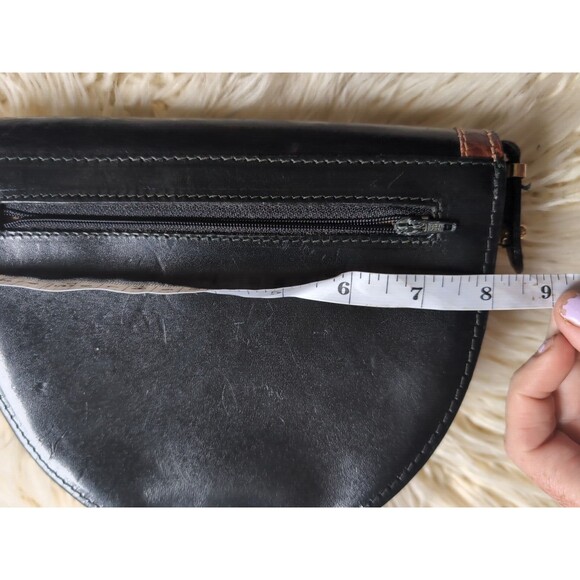 Gianni Firenze Small Mini Two-toned Black Crossbody Italian Leather Handbag Long - Picture 14 of 16